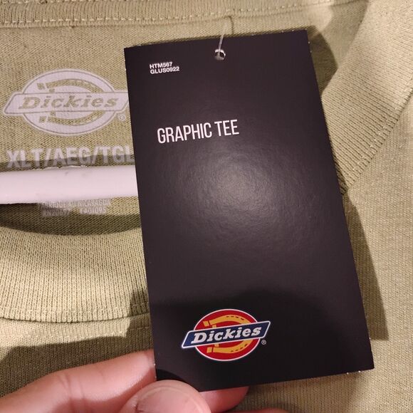Dickies tshirt mens XLT XL XLarge TALL green graphic tee long sleeve work - Picture 6 of 11